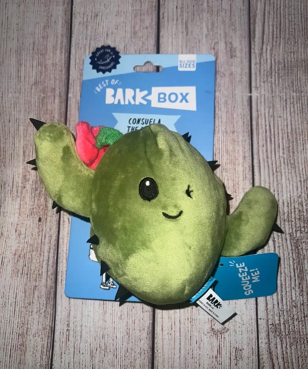 Bark Box Consuela The Cactus Pink Flower Green Plush Rip Reveal All Size Toy NWT